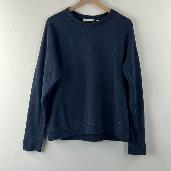 Sandro Paris Navy Blue Speckled Crewneck Pullover Sweatshirt Womens Size XL - Picture 1 of 13